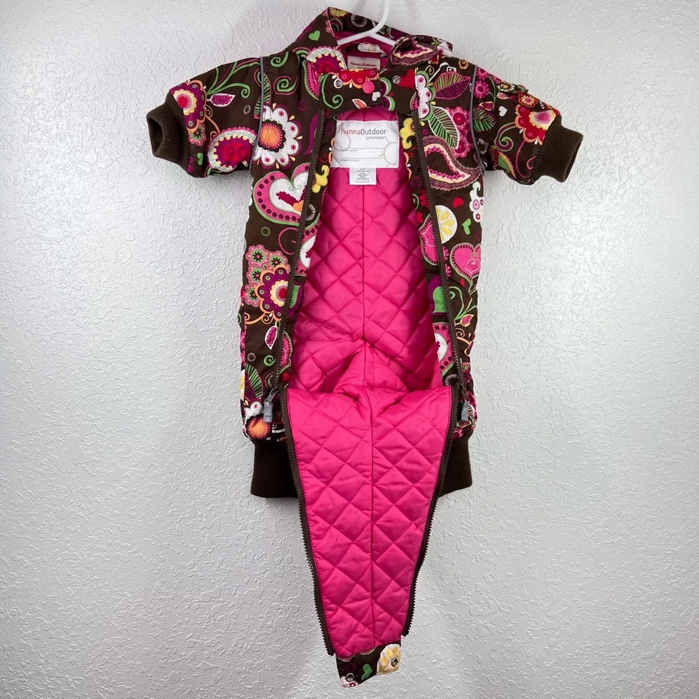 Hanna Andersson Insulated Full Zip Snowsuit,‎ Floral, 3-6 months Warm Bright Fun